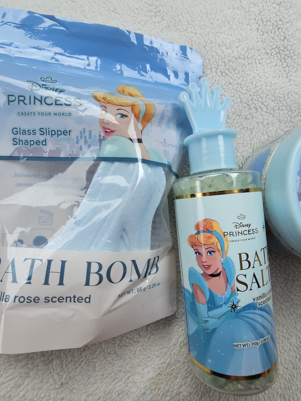 Disney Princess Cinderella Bath Set 3 Piece - Blue Vanilla Rose Scent